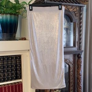Forever 21 Bodycon Silver Shimmer Pencil Maxi Skirt/Mini Dress Sz Medium